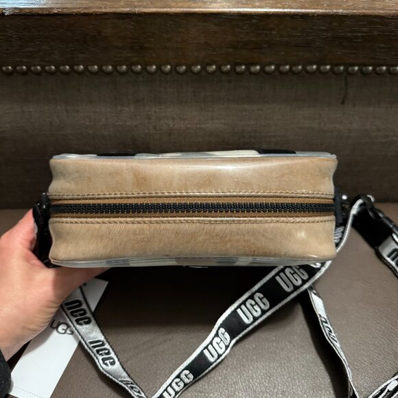UGG JANEY II CLEAR CALF HAIR CROSSBODY CAMERA BAG Animal Print Brown Black - Picture 10 of 16